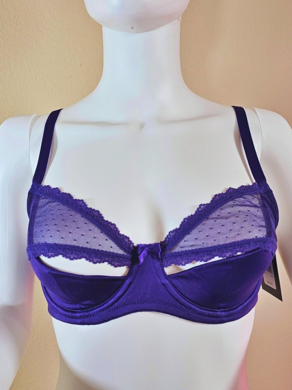 Frederick's of Hollywood Zarina Purple Full Figure Bra Open Cup Size 34D